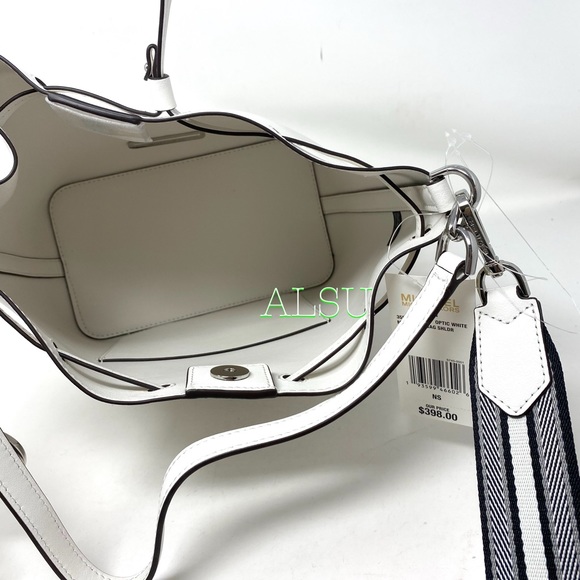 Michael Kors Medium Bucket Leathe Bag Optic White - Picture 6 of 7